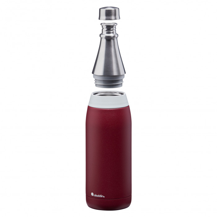 Zerlegbare Wasserflasche Edelstahl - Wasserflasche 0,6 l FRESCO TWIST & GO dunkelrot: doppelwandige Thermosflasche aladdin Design.