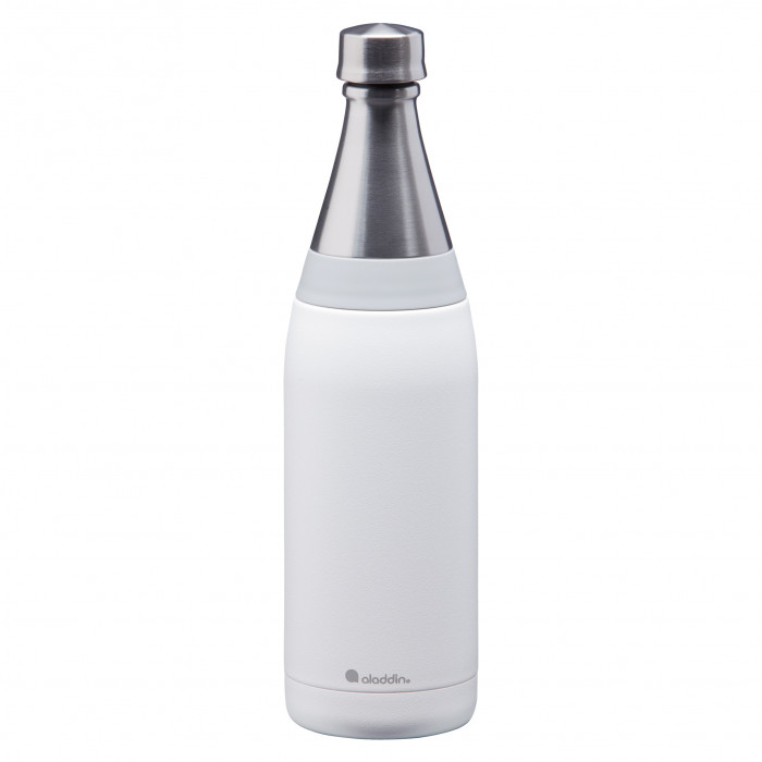 Edelstahl Wasserflasche 0,6 l - doppelwandig - FRESCO Trinkflasche weiß - Designflasche von aladdin.