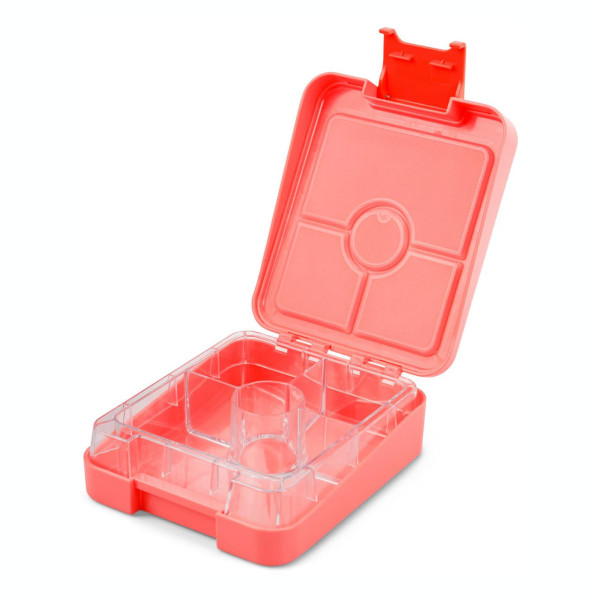 Auslaufsichere Kinderlunchbox mit vielen Fächern. Lunchbox / Snackbox easy in coral rot von schmatzfatz.