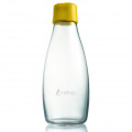 Retap Trinkflasche 05: Glasflasche mit Kunststoffdeckel aus Silikon in mustard yellow ( senfgelb ). Retap Glasflasche 0,5 Liter.