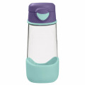 Kindertrinkflasche sport spout 450 ml aus Kunststoff von b.box. Leichte mint-lilafarbene Kinder Trinkflasche 0,45l mit 1-Klick-Verschluss und Trageschlaufe.