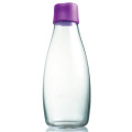 Retap Trinkflasche 0,5l aus Borosilikatglas mit violettem Deckel.