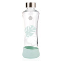 Trinkflasche aus Glas - Urban Jungle Monstera - 550 ml - Blätterprint - equa Design - mint - Frontal