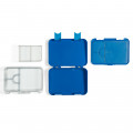 Blaue Kinderlunchbox / Vesperbox für Kinder - viele Fächer - Modell schmatzfatz in blau - Bauteile.