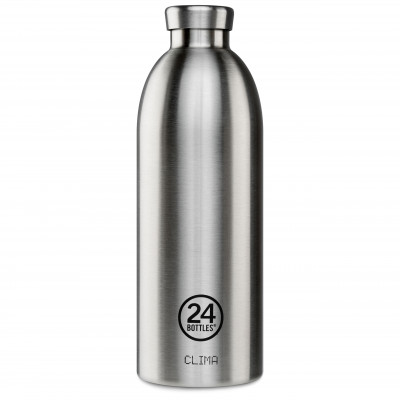 24Bottles Thermosflasche / Isolierflasche 0,5 L CLIMA aus Edelstahl, doppelwandige Trinkflasche, Bild - Modell steel stehend