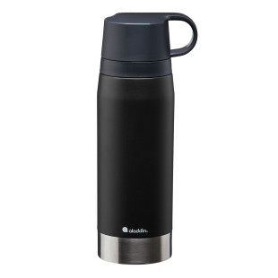 Edelstahl Thermoskanne CITYPARK TWIN 1,1 l lava black mit 2 Becher von aladdin design. Thermosflasche schwarz mit Doppelbecher.