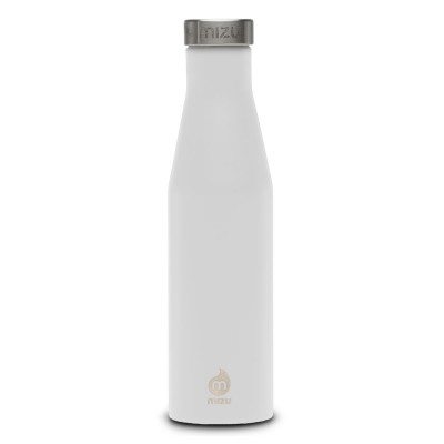 Thermosflasche Slim S6 Edelstahl 600 ml von MIZU, Enduro weiß - Front.