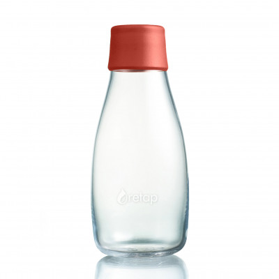 Retap Trinkflasche aus Glas 0,3 L mit dunkelroten Deckel dusty red.