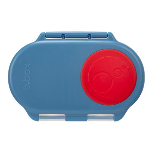 Kleine Snackbox blau-rot für Kinder. b.box Kinderlunchbox blau mit 2 Fächern. Brotdose b.box mit flexiblen Deckel.