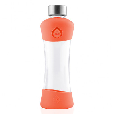 Trinkflasche ACTIVE tangerine aus Glas von equa. Hochwertige Glasflasche aus Borosilikatglas mit Silikonschutz in orange.